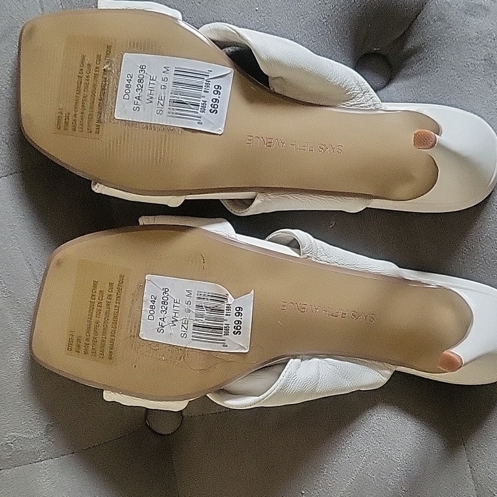 Saks 5th Avenue White Sandal Pumps - Picture 5 of 9